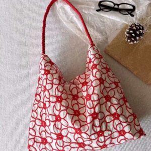 Sac à épaule campus doux à pois floraux en dentelle pour filles, convient aux étudiantes universitaires, sac fourre-tout polyvalent en canevas