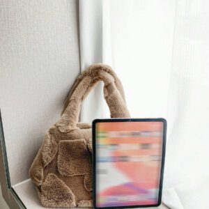 Sac à main pour femme de électronique transfrontalier, sac à bandoulière en peluche style coréen à motif losange, grand sac fourre-tout de shopping