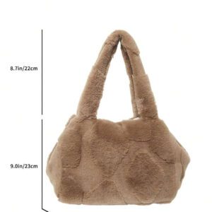 Sac à main pour femme de électronique transfrontalier, sac à bandoulière en peluche style coréen à motif losange, grand sac fourre-tout de shopping