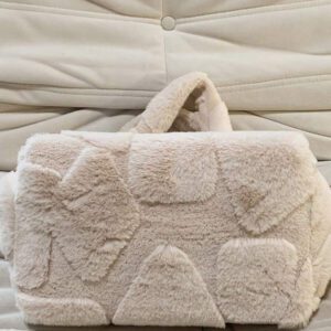Sac à main pour femme de électronique transfrontalier, sac à bandoulière en peluche style coréen à motif losange, grand sac fourre-tout de shopping