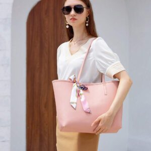 Sac fourre-tout orné d'un foulard de mode à texture de litchi noir