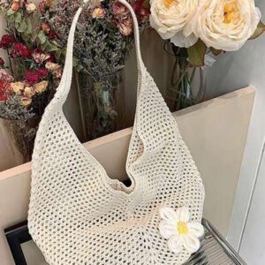 Yogodlns Sac tressé ajouré style bohème, sac de plage fourre-tout à large capacité, style nonchalant. Grand sac de plage en crochet de style . Sac fourre-tout de mode, idéal pour les voyages et l'extérieur. Parfaitement assorti avec l'ensemble au crochet, les essentiels de vacances, les accessoires de plage pour femmes, les sacs de plage les plus pour femmes, les nécessités de plage, les essentiels d'été, le sac de vacances le plus récent