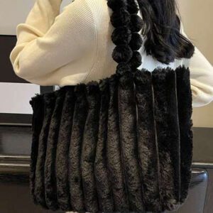 Grand sac fourre-tout en peluche, sac à bandoulière, sac à main et sacoche de mode pour femmes pour l'hiver, sac à bandoulière moelleux, nouveau sac pour femme pour l'automne et l'hiver, meilleur sac à main d'automne, nouveau sac en fourrure