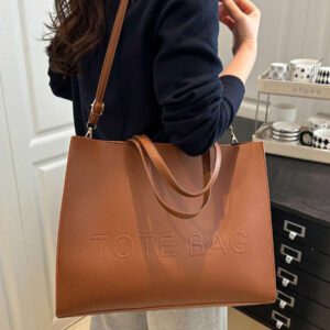 Grand sac fourre-tout de mode, sac fourre-tout de mode avec imprimé lettres, sac bandoulière minimaliste de couleur unie, sac à main décontracté pour femmes