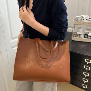 Grand sac fourre-tout de mode, sac fourre-tout de mode avec imprimé lettres, sac bandoulière minimaliste de couleur unie, sac à main décontracté pour femmes