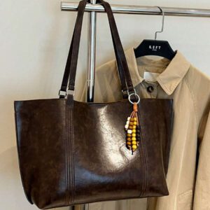 Dedoo Sac fourre-tout de navetteur Za 2025 Nouveau sac à main mode haute capacité d'été Sac ciré rétro portable (sans pendentif)