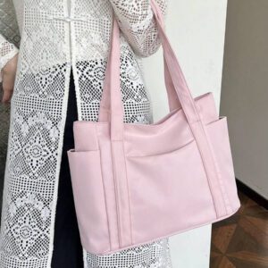 Sac fourre-tout de grande capacité à la mode, de couleur unie, minimaliste et casual