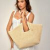 SHECARRY Sac fourre-tout grande capacité avec design à franges bohème pour vacances, sac de plage pour femmes