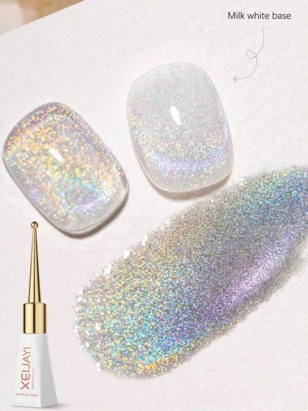 XEIJAYI Poudre de chrome pour les ongles à effet œil de chat chameleon magnétique, effet œil de chat 9D, poudre pigmentée à effet miroir - dégradé arc-en-ciel – Image 3