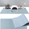 Tapis de table pour art des ongles gris, imperméable et pliable. Repose-bras et repose-main pour manucure, microfibre doux et résistant. Tapis de table pour manucure pour technicien des ongles, salon ou à la maison
