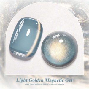Mtssii 7 ml Vernis à ongles gel magnétique en verre doré doux pour style punk. Beau vernis à ongles gel transparent et léger comme de l'eau avec paillettes d'or. Gel UV LED à décapant pour les fournitures de manucure