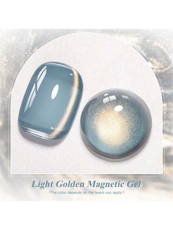Mtssii 7 ml Vernis à ongles gel magnétique en verre doré doux pour style punk. Beau vernis à ongles gel transparent et léger comme de l'eau avec paillettes d'or. Gel UV LED à décapant pour les fournitures de manucure – Image 7