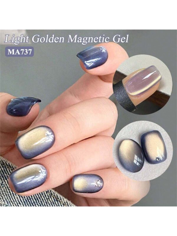 Mtssii 7 ml Vernis à ongles gel magnétique en verre doré doux pour style punk. Beau vernis à ongles gel transparent et léger comme de l'eau avec paillettes d'or. Gel UV LED à décapant pour les fournitures de manucure – Image 10