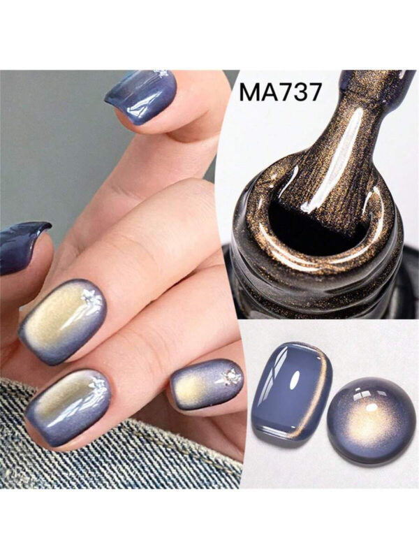 Mtssii 7 ml Vernis à ongles gel magnétique en verre doré doux pour style punk. Beau vernis à ongles gel transparent et léger comme de l'eau avec paillettes d'or. Gel UV LED à décapant pour les fournitures de manucure – Image 15