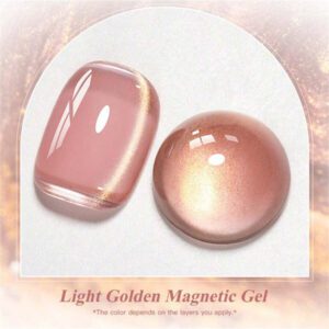 Mtssii 7 ml Vernis à ongles gel magnétique en verre doré doux pour style punk. Beau vernis à ongles gel transparent et léger comme de l'eau avec paillettes d'or. Gel UV LED à décapant pour les fournitures de manucure