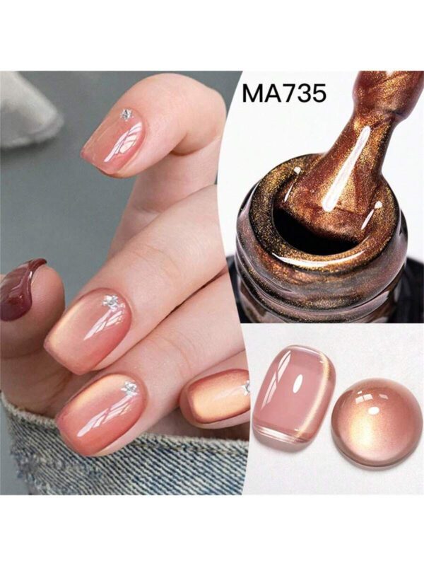 Mtssii 7 ml Vernis à ongles gel magnétique en verre doré doux pour style punk. Beau vernis à ongles gel transparent et léger comme de l'eau avec paillettes d'or. Gel UV LED à décapant pour les fournitures de manucure – Image 22