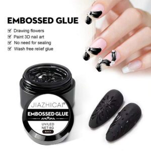 Kit de gel d'art à ongles 3D Pro de 8 g - Créez des designs époustouflants - Sculpture, peinture et dessin DIY - Vernis en gel blanc et noir pour des manucures de qualité salon chez soi