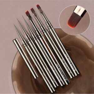 6 pièces Lot de pinceaux pour nail art en tige métallique Stylo de coloriage en gros Carré grand rond Stylo de thérapie de lumière Stylo Halo