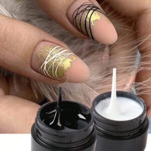 FULL BEAUTY 2 pièces 2 couleurs blanc et noir araignée Gel pour Nail Art, peinture élastique dessin araignée Gel, Nail Art DIY Gel peinture conception point à ligne dessin et peinture décoration dessiner vernis manucure