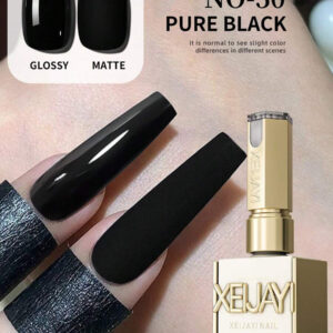 XEIJAYI 1 pièce Vernis à ongles liquide noir 15ml XEIJAYI, vernis à ongles UV LED brillant sans parfum, manucure française noire pure sans parfum pour salon DIY et nail art