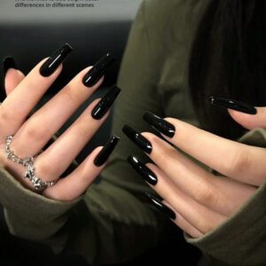XEIJAYI 1 pièce Vernis à ongles liquide noir 15ml XEIJAYI, vernis à ongles UV LED brillant sans parfum, manucure française noire pure sans parfum pour salon DIY et nail art