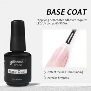 Ensemble De Base Et De Couche Supérieure, Combinaison Mate Et Brillante De 2 Pièces De 15 Ml Sans Essuyage Pour Vernis À Ongles En Gel Durcissant À La Lumière Uv/led, Manucure Artistique Pour Les Ongles De Salon De Bricolage Pour Femmes