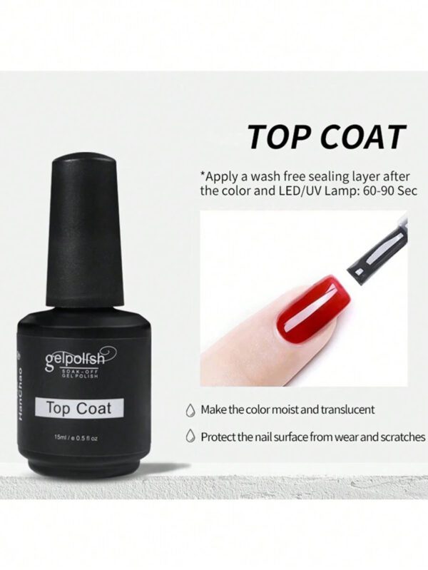 Ensemble De Base Et De Couche Supérieure, Combinaison Mate Et Brillante De 2 Pièces De 15 Ml Sans Essuyage Pour Vernis À Ongles En Gel Durcissant À La Lumière Uv/led, Manucure Artistique Pour Les Ongles De Salon De Bricolage Pour Femmes – Image 12