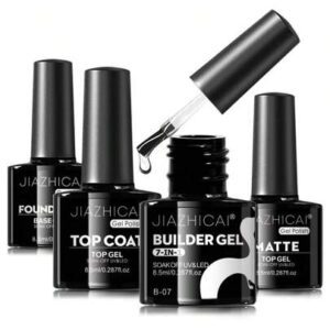 8,5 ml Sans Essuyage Vernis De Finition Brillant Gel Top Coat Base Coat 7 en 1 Gel Modeleur Vernis De Finition Mat - Finition Brillante Et Long-Lasting, Kit De Démarrage De Vernis À Ongles Gel Lampe À Ongles Amovible