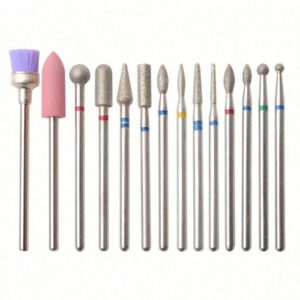 10/12/14 pièces Forets de lime à ongles diamantés, jeu de forets de lime à ongles diamantés, kit professionnel hypoallergénique de repoussoir de cuticules rotatif, outils de manucure et pédicure électriques pour ongles en acrylique et en gel avec embouts codés en couleur, fournitures pour technicien d'ongles
