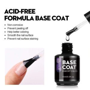 8,5 ml Sans Essuyage Vernis De Finition Brillant Gel Top Coat Base Coat 7 en 1 Gel Modeleur Vernis De Finition Mat - Finition Brillante Et Long-Lasting, Kit De Démarrage De Vernis À Ongles Gel Lampe À Ongles Amovible