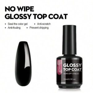 8,5 ml Sans Essuyage Vernis De Finition Brillant Gel Top Coat Base Coat 7 en 1 Gel Modeleur Vernis De Finition Mat - Finition Brillante Et Long-Lasting, Kit De Démarrage De Vernis À Ongles Gel Lampe À Ongles Amovible