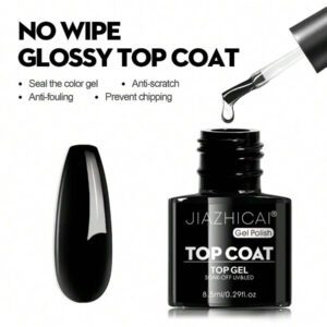 8,5 ml Sans Essuyage Vernis De Finition Brillant Gel Top Coat Base Coat 7 en 1 Gel Modeleur Vernis De Finition Mat - Finition Brillante Et Long-Lasting, Kit De Démarrage De Vernis À Ongles Gel Lampe À Ongles Amovible