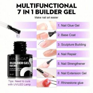 8,5 ml Sans Essuyage Vernis De Finition Brillant Gel Top Coat Base Coat 7 en 1 Gel Modeleur Vernis De Finition Mat - Finition Brillante Et Long-Lasting, Kit De Démarrage De Vernis À Ongles Gel Lampe À Ongles Amovible