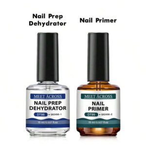 MEET ACROSS 5 pièces Ensemble de vernis à ongles en gel, 15 ml Préparateur d'ongles sans acide, Kit de Nail Art sans besoin de lampe UV LED, avec base gel 7 ml, top coat sans essuyage et top coat mat démaquillant Ensemble de manucure gel UV LED. Fournitures pour les ongles, Art des ongles DIY Salon à domicile Cadeau pour femmes
