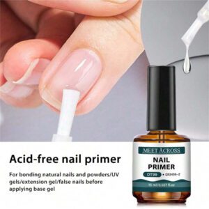 MEET ACROSS 5 pièces Ensemble de vernis à ongles en gel, 15 ml Préparateur d'ongles sans acide, Kit de Nail Art sans besoin de lampe UV LED, avec base gel 7 ml, top coat sans essuyage et top coat mat démaquillant Ensemble de manucure gel UV LED. Fournitures pour les ongles, Art des ongles DIY Salon à domicile Cadeau pour femmes