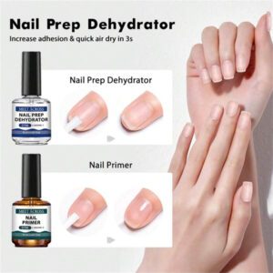 MEET ACROSS 5 pièces Ensemble de vernis à ongles en gel, 15 ml Préparateur d'ongles sans acide, Kit de Nail Art sans besoin de lampe UV LED, avec base gel 7 ml, top coat sans essuyage et top coat mat démaquillant Ensemble de manucure gel UV LED. Fournitures pour les ongles, Art des ongles DIY Salon à domicile Cadeau pour femmes