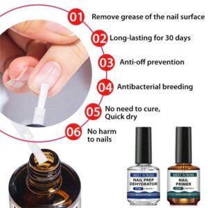 MEET ACROSS 5 pièces Ensemble de vernis à ongles en gel, 15 ml Préparateur d'ongles sans acide, Kit de Nail Art sans besoin de lampe UV LED, avec base gel 7 ml, top coat sans essuyage et top coat mat démaquillant Ensemble de manucure gel UV LED. Fournitures pour les ongles, Art des ongles DIY Salon à domicile Cadeau pour femmes