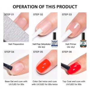 MEET ACROSS 5 pièces Ensemble de vernis à ongles en gel, 15 ml Préparateur d'ongles sans acide, Kit de Nail Art sans besoin de lampe UV LED, avec base gel 7 ml, top coat sans essuyage et top coat mat démaquillant Ensemble de manucure gel UV LED. Fournitures pour les ongles, Art des ongles DIY Salon à domicile Cadeau pour femmes