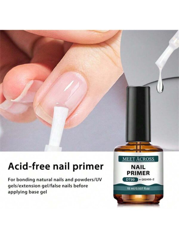 MEET ACROSS 5 pièces Ensemble de vernis à ongles en gel, 15 ml Préparateur d'ongles sans acide, Kit de Nail Art sans besoin de lampe UV LED, avec base gel 7 ml, top coat sans essuyage et top coat mat démaquillant Ensemble de manucure gel UV LED. Fournitures pour les ongles, Art des ongles DIY Salon à domicile Cadeau pour femmes – Image 6