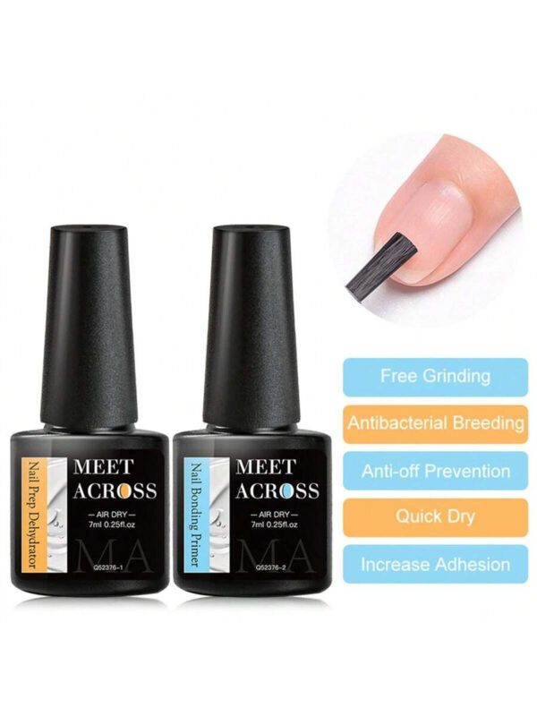 MEET ACROSS 5 pièces Ensemble de vernis à ongles en gel, 15 ml Préparateur d'ongles sans acide, Kit de Nail Art sans besoin de lampe UV LED, avec base gel 7 ml, top coat sans essuyage et top coat mat démaquillant Ensemble de manucure gel UV LED. Fournitures pour les ongles, Art des ongles DIY Salon à domicile Cadeau pour femmes – Image 29