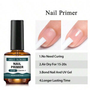 MEET ACROSS 5 pièces Ensemble de vernis à ongles en gel, 15 ml Préparateur d'ongles sans acide, Kit de Nail Art sans besoin de lampe UV LED, avec base gel 7 ml, top coat sans essuyage et top coat mat démaquillant Ensemble de manucure gel UV LED. Fournitures pour les ongles, Art des ongles DIY Salon à domicile Cadeau pour femmes