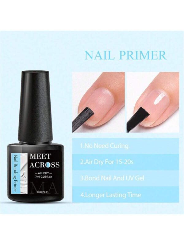 MEET ACROSS 5 pièces Ensemble de vernis à ongles en gel, 15 ml Préparateur d'ongles sans acide, Kit de Nail Art sans besoin de lampe UV LED, avec base gel 7 ml, top coat sans essuyage et top coat mat démaquillant Ensemble de manucure gel UV LED. Fournitures pour les ongles, Art des ongles DIY Salon à domicile Cadeau pour femmes – Image 31