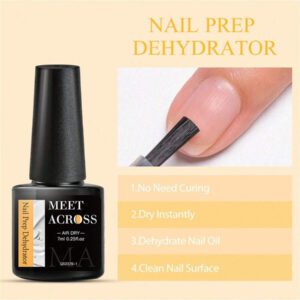 MEET ACROSS 5 pièces Ensemble de vernis à ongles en gel, 15 ml Préparateur d'ongles sans acide, Kit de Nail Art sans besoin de lampe UV LED, avec base gel 7 ml, top coat sans essuyage et top coat mat démaquillant Ensemble de manucure gel UV LED. Fournitures pour les ongles, Art des ongles DIY Salon à domicile Cadeau pour femmes