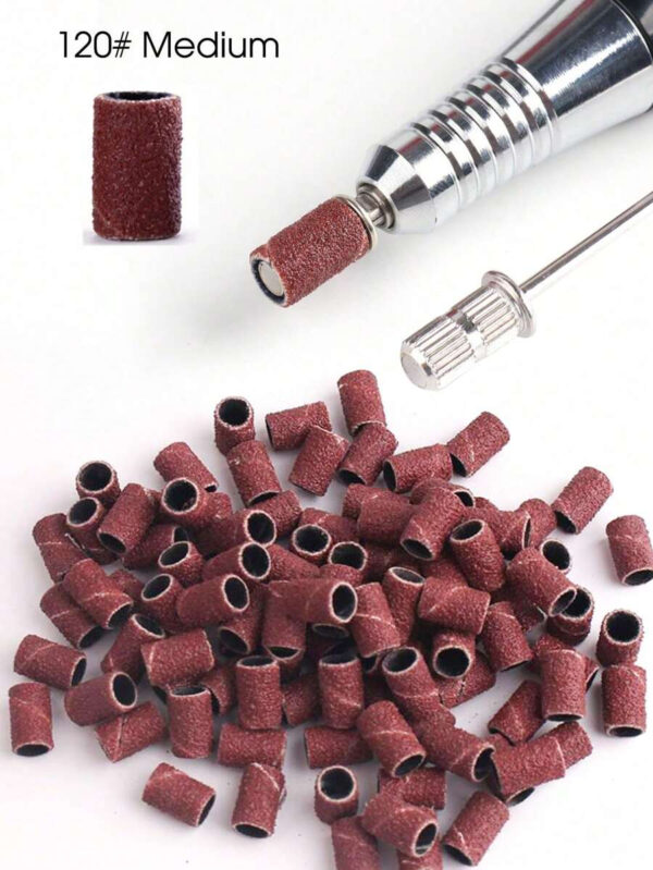 100 pièces Bandes de ponçage de 180 grains et embout de lime électrique pour manucure, tête de coupe de vernis à ongles pour machine – Image 11