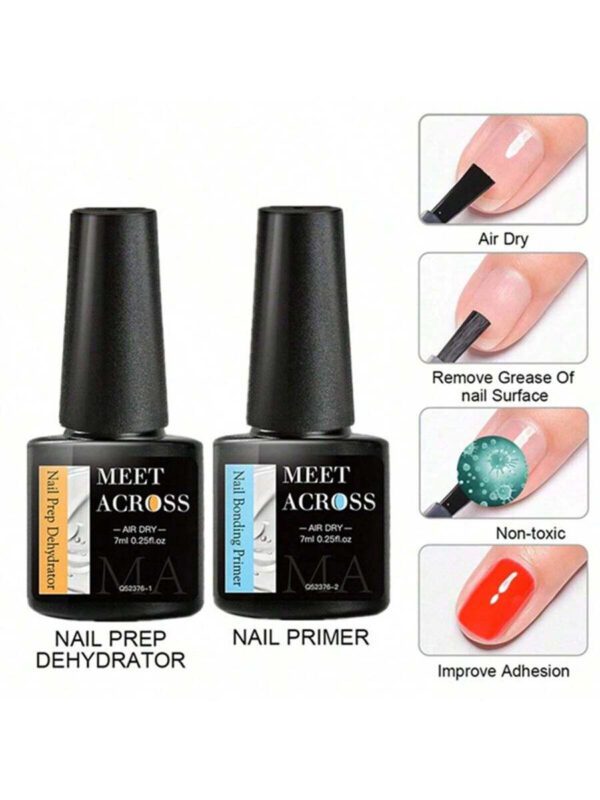 MEET ACROSS 5 pièces Ensemble de vernis à ongles en gel, 15 ml Préparateur d'ongles sans acide, Kit de Nail Art sans besoin de lampe UV LED, avec base gel 7 ml, top coat sans essuyage et top coat mat démaquillant Ensemble de manucure gel UV LED. Fournitures pour les ongles, Art des ongles DIY Salon à domicile Cadeau pour femmes – Image 24