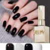 XEIJAYI 15ml Vernis à ongles en gel noir et blanc pour débutants, gel pur à tremper sans essuyage. Convient pour toutes les saisons, 4 couleurs au choix
