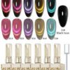 XEIJAYI XEIJAYI Ensemble de vernis à ongles gel effet œil de chat 15 ml, effet translucide scintillant pour salon, 5 couleurs œil de chat avec couleur noire, manucure DIY de qualité - avec bâtonnet magnétique inclus