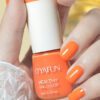 1 pièce / 8ml, vernis à ongles mat orange brûlant à décoller, imperméable, sans cuisson, plus rapide que le vernis à ongles en gel, vernis UV pailleté brillant, convenant pour le vernis à ongles DIY du salon à domicile