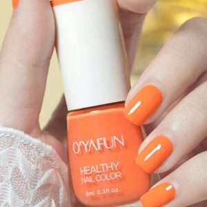 1 pièce / 8ml, vernis à ongles mat orange brûlant à décoller, imperméable, sans cuisson, plus rapide que le vernis à ongles en gel, vernis UV pailleté brillant, convenant pour le vernis à ongles DIY du salon à domicile