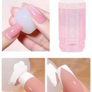 2 pièces/set Kit de tampon et grattoir en silicone pour nail art français, comprenant un grattoir transparent, un outil de peinture et d'impression par transfert en silicone pour manucure, fournitures pour ongles, outils pour ongles, outils de nail art, rentrée scolaire, ongles, outils pour ongles à clipser